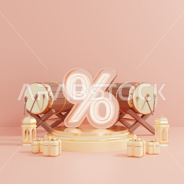 خلفية إسلامية لقاعدة عرض ثلاثية الأبعاد ، رمضان كريم ، مجسمات إسلاميات ، إسلاميات ، عروض رمضانية ، خلفية ملونة