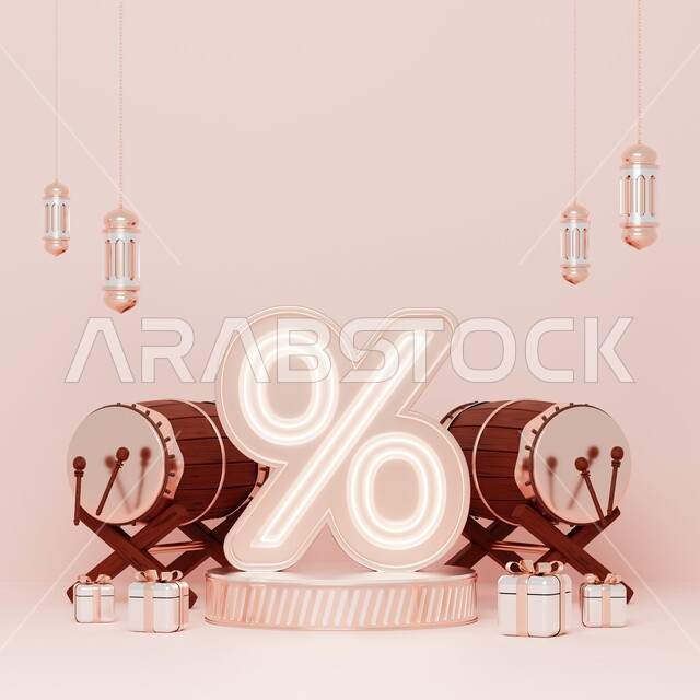 خلفية إسلامية لقاعدة عرض ثلاثية الأبعاد ، رمضان كريم ، مجسمات إسلاميات ، إسلاميات ، عروض رمضانية ، خلفية ملونة