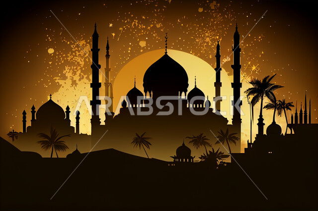 خلفية إسلامية ثلاثية الأبعاد ، إسلاميات وعبادة ،  مسجد ثري دي