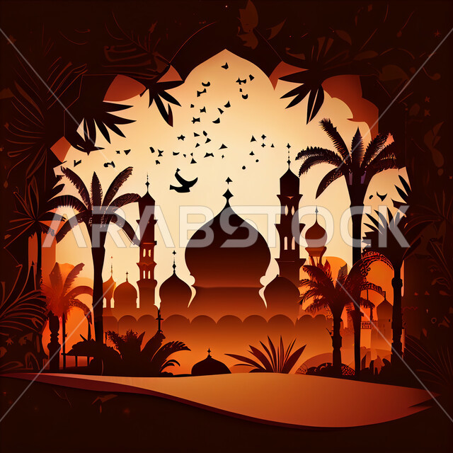 خلفية إسلامية ثلاثية الأبعاد ، إسلاميات وعبادة ،  مسجد ثري دي