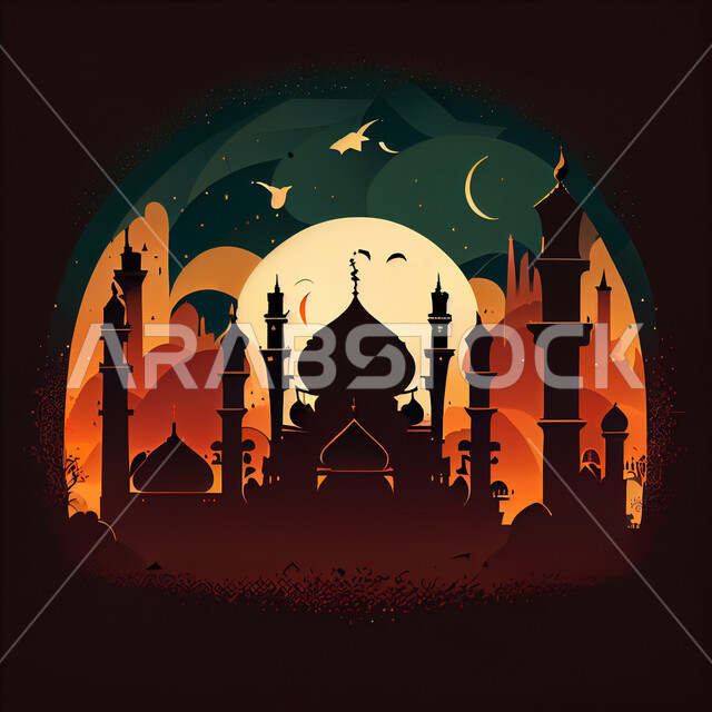 خلفية إسلامية ثلاثية الأبعاد ، إسلاميات وعبادة ،  مسجد ثري دي