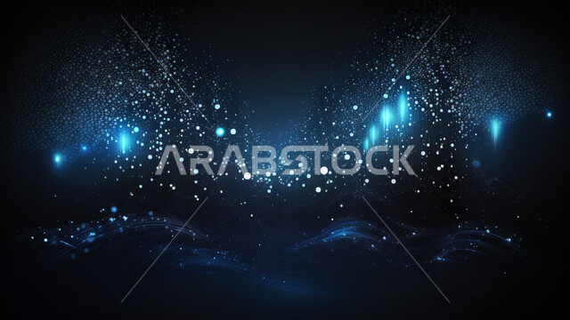 تكنولوجيا وأضواء مبعثرة  ,  جزيئات من التكنولوجيا المجردة , خلفيات مجردة متشابكة ,  خلفيات داكنة .
