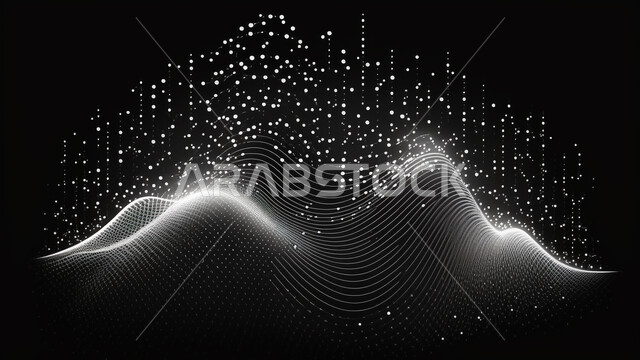 تكنولوجيا وأضواء مبعثرة  ,  جزيئات من التكنولوجيا المجردة , خلفيات مجردة متشابكة ,  خلفيات داكنة .