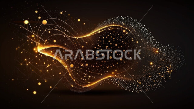 .Scattered technology and lights, particles of abstract technology, interlocking abstract backgrounds, dark backgrounds