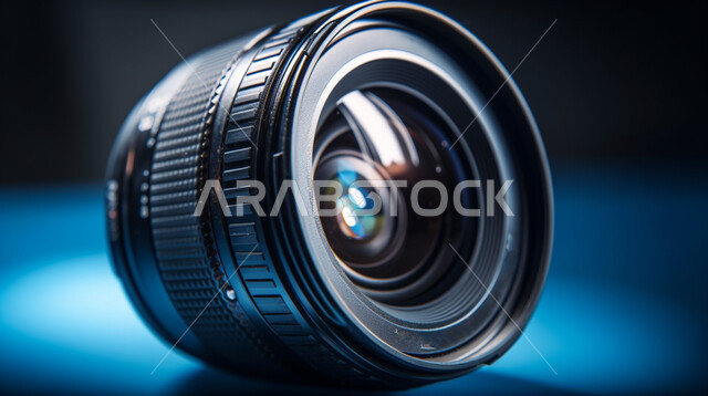 صوره مقربه لعدسة الكاميرا,  التصوير الفوتوغرافي, كاميرات حديثه, تصوير احترافي, تقنيه وتكنولوجيا, خلفيه سوداء.