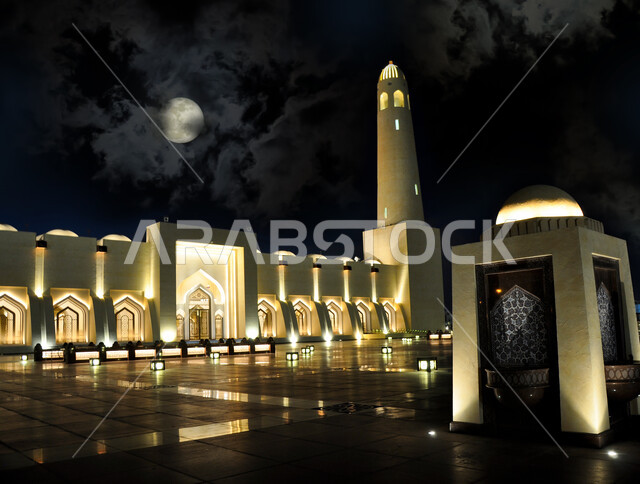 مسجد محمد بن عبد الوهاب بمنطقة الدفنة في الدوحة بدولة قطر ، إسلاميات وعبادة ، العمارة الاسلامية 