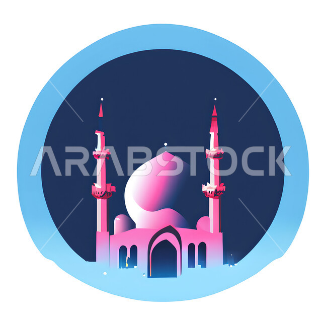 خلفية إسلامية ثلاثية الأبعاد ، إسلاميات وعبادة ، مسجد ثري دي ، خلفية بيضاء