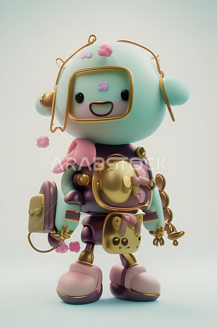 A three-dimensional model of a smart robot with high technology and technology, advanced robots, artificial intelligence, a colorful robot game, a white background.