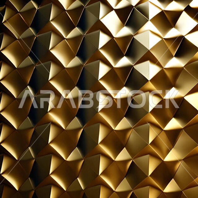 مجسم ثلاثي الأبعاد لزخارف إسلامية، رسومات وأشكال هندسية إسلامية ، النمط العربي الإسلامي ، تصميم إسلامي باللون الذهبي  ، خلفيات.