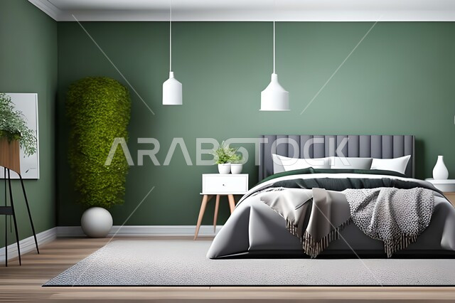 غرفة نوم بتصاميم عصرية حديثه, ديكورات داخليه، لوحات فنيه معلقه, تحف و إكسسوارات, أثاث منزلي راقي، تصاميم عصرية ، ديكور داخلي,  شقق وفلل سكنية  .