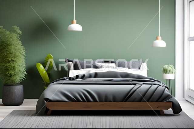 غرفة نوم بتصاميم عصريه حديثه, ديكورات داخليه، لوحات فنيه معلقه, تحف و إكسسوارات, أثاث منزلي راقي، تصاميم عصرية ، شقق وفلل سكنية ، ديكور داخلي .