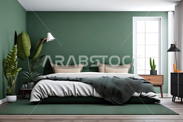 غرفه نوم بتصاميم عصرية حديثه, ديكورات داخليه، لوحات فنيه معلقه, تحف و إكسسوارات, أثاث منزلي راقي، تصاميم عصرية ، شقق وفلل سكنية ، ديكور داخلي .