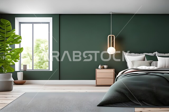 صورة امامية مقربة غرفة نوم بتصاميم عصرية حديثه, ديكورات داخليه، لوحات فنيه معلقه, تحف و إكسسوارات, أثاث منزلي راقي، تصاميم عصرية ، شقق وفلل سكنية ، ديكور داخلي .