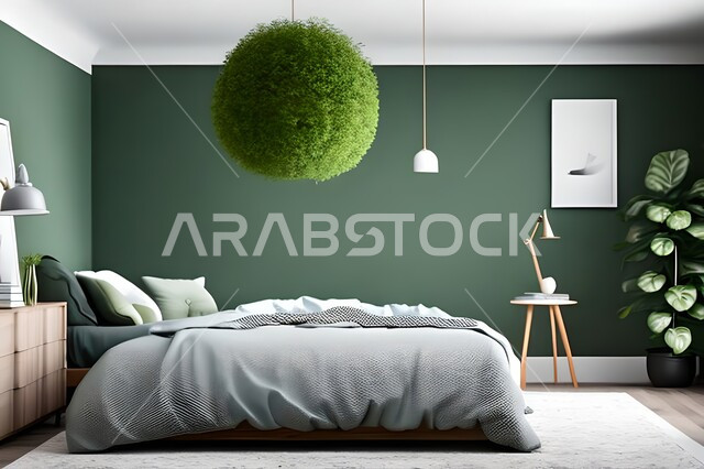 صورة جانبية لغرفة نوم بتصاميم عصرية حديثه, ديكورات داخليه، لوحات فنيه معلقه, تحف و إكسسوارات, أثاث منزلي راقي، تصاميم عصرية ، شقق وفلل سكنية ، ديكور داخلي .