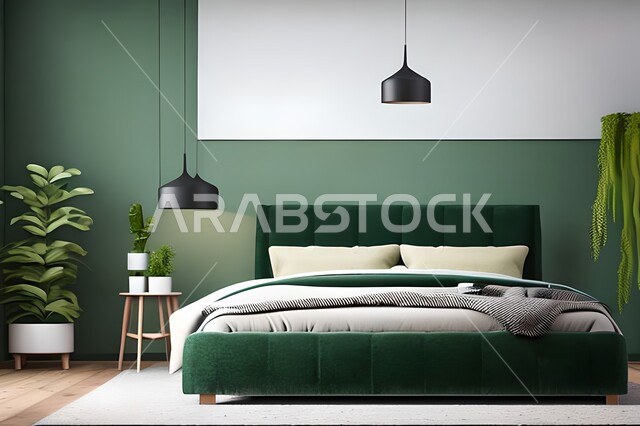 Bedroom with modern modern designs, antiques and accessories, upscale home furniture, modern designs, interior decorations, apartments and residential villas, interior decoration.