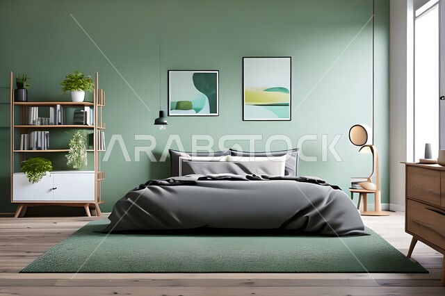 غرفه نوم بتصاميم عصرية حديثه ،  تحف و إكسسوارات, أثاث منزلي راقي، تصاميم عصرية ، ديكورات داخلية, شقق وفلل سكنيه ، لوحات فنية معلقة, ديكور داخلي .