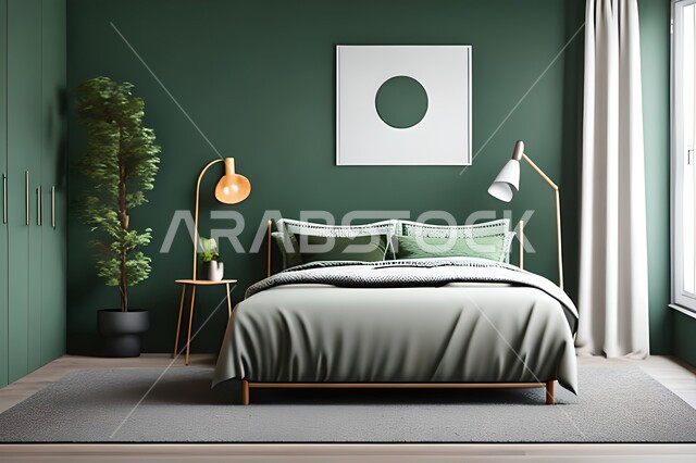 غرفه نوم بتصاميم عصرية حديثه ،  تحف و إكسسوارات , أثاث منزلي راقي، تصاميم عصرية ، ديكورات داخلية, شقق وفلل سكنيه ، لوحات فنية معلقة, ديكور داخلي .