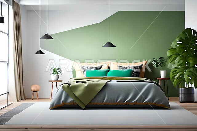 صورة امامية مقربه غرفه نوم بتصاميم عصريه حديثه, تحف و إكسسوارات, أثاث منزلي راقي ، تصاميم عصريه ، ديكورات داخليه , شقق وفلل سكنيه ، ديكور داخلي .