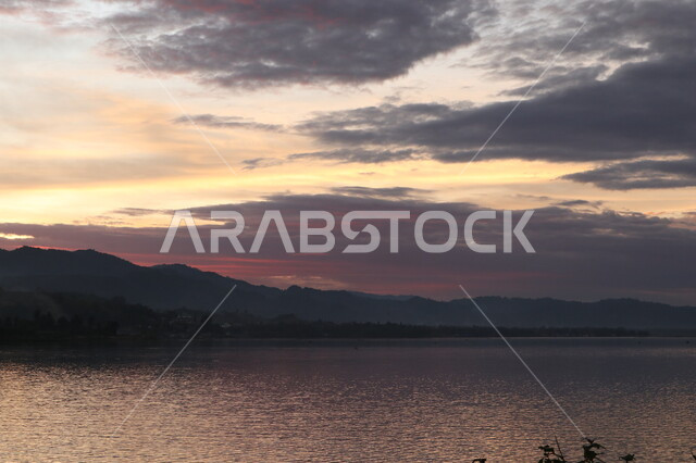 صورة ظلية   لبحيرة  مائية, الاسترخاء والتأمل , منظر غروب الشمس , مناظر طبيعية , خلفية الطبيعة , سوليليت .