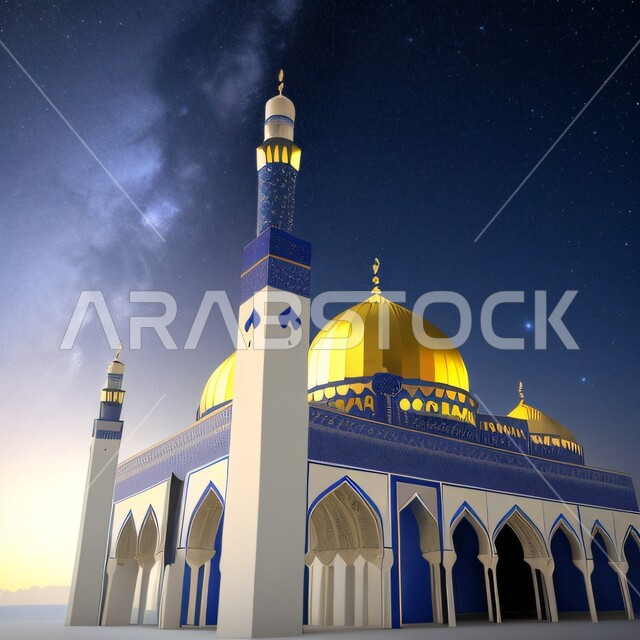 مجسم ثلاثي الابعاد لمسجد بتصاميم ابداعية، ديكورات اسلامية، تصاميم اسلامية، مجسمات اسلامية، ديكور رمضاني، خلفية رمضانية .