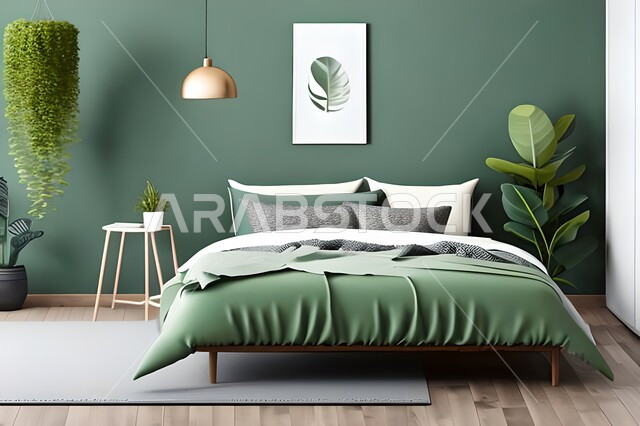 Bedroom with a modern modern design, interior decorations, luxurious home furniture, elegant modern designs, apartments and villas, luxury hotels and resorts