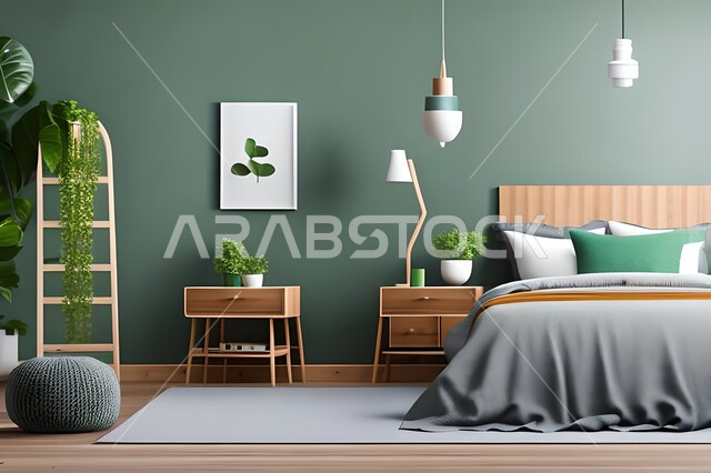 Bedroom with a modern modern design, interior decorations, luxurious home furniture, elegant modern designs, apartments and villas, luxury hotels and resorts