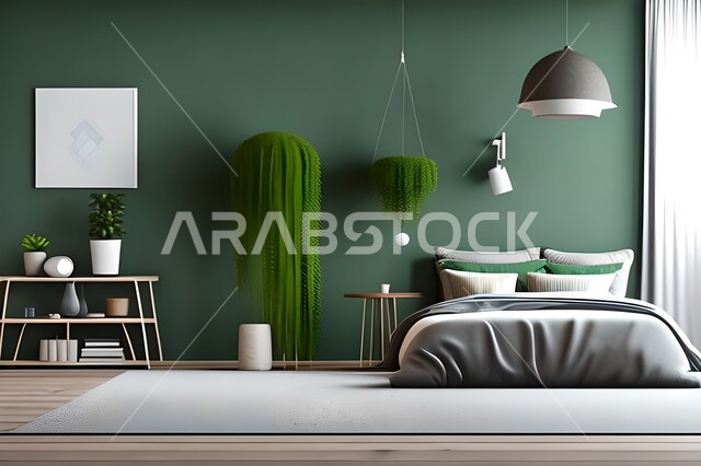 Home furniture, bedroom with a modern modern design, interior decorations, elegant modern designs, apartments and villas, luxury hotels and resorts