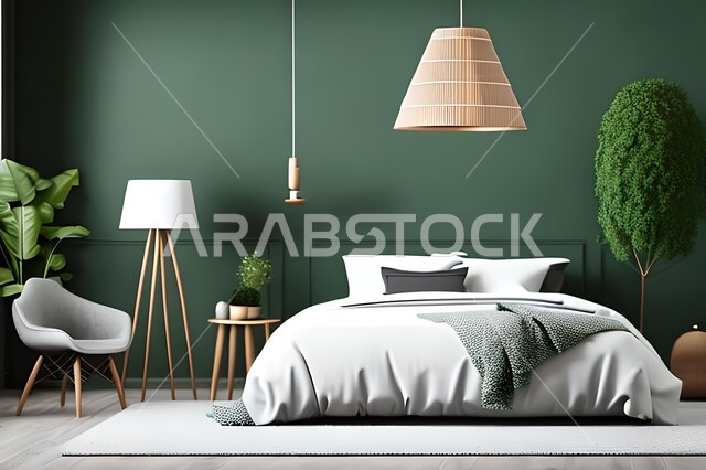 Home furniture, bedroom with a modern modern design, interior decorations, elegant modern designs, apartments and villas, luxury hotels and resorts