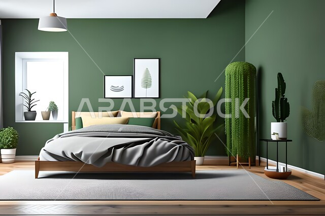 Home furniture, bedroom with a modern modern design, interior decorations, elegant modern designs, apartments and villas, luxury hotels and resorts