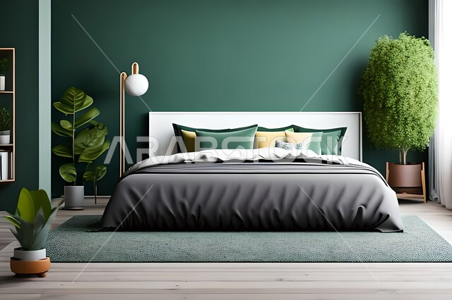 Home furniture, bedroom with a modern modern design, interior decorations, elegant modern designs, apartments and villas, luxury hotels and resorts