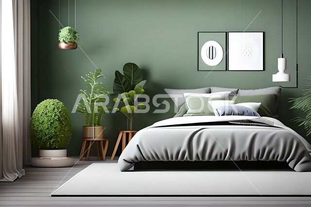 Home furniture, bedroom with a modern modern design, interior decorations, elegant modern designs, apartments and villas, luxury hotels and resorts