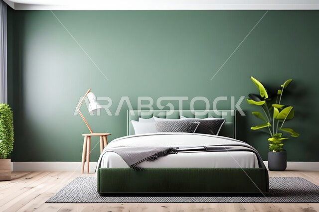 Home furniture, bedroom with a modern modern design, interior decorations, elegant modern designs, apartments and villas, luxury hotels and resorts