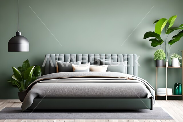 Home furniture, bedroom with a modern modern design, interior decorations, elegant modern designs, apartments and villas, luxury hotels and resorts