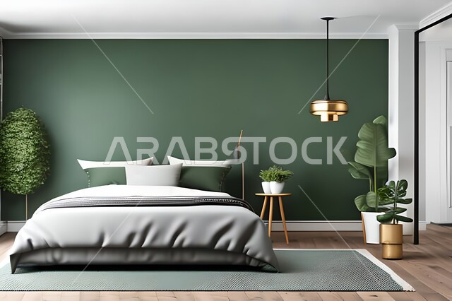 Home furniture, bedroom with a modern modern design, interior decorations, elegant modern designs, apartments and villas, luxury hotels and resorts