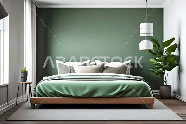 Home furniture, bedroom with a modern modern design, interior decorations, elegant modern designs, apartments and villas, luxury hotels and resorts