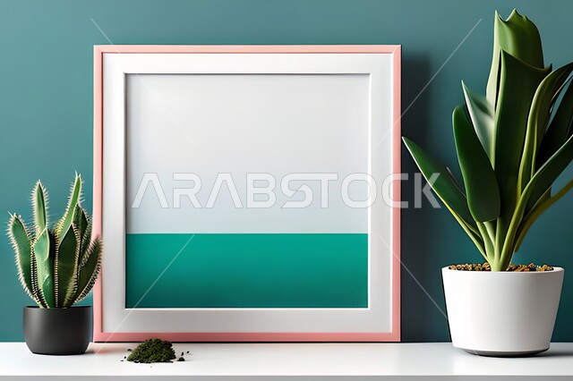 غرفة بتصاميم عصرية حديثة، ديكورات داخلية، لوحات فنيه معلقة, تحف وإكسسوارات, أثاث منزلي راقي، تصاميم عصرية، براويز خشبية، نباتات الزينة الخضراء، ديكور داخلي، جدران زرقاء