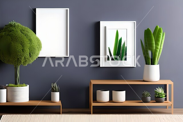 غرفة بتصاميم عصرية وجذابة، أثاث منزلي راقي، ديكورات داخلية، لوحات فنيه معلقة، تحف وإكسسوارات، تصاميم عصرية، براويز صور خشبية، نباتات الزينة الخضراء، ديكور داخلي، جدار ارجواني