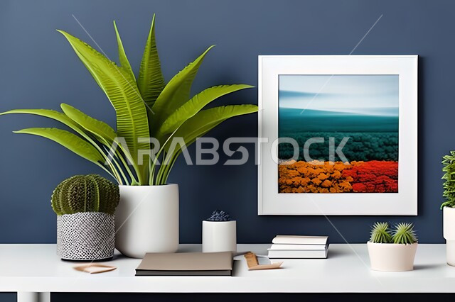 غرفة بتصاميم عصرية وجذابة، أثاث منزلي راقي، ديكورات داخلية، لوحات فنيه معلقة، تحف وإكسسوارات، تصاميم عصرية، براويز صور خشبية، نباتات الزينة الخضراء، ديكور داخلي، جدار ارجواني