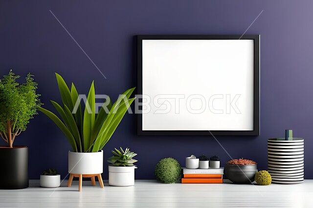 غرفة بتصاميم عصرية وجذابة، أثاث منزلي راقي، ديكورات داخلية، لوحات فنيه معلقة، تحف وإكسسوارات، تصاميم عصرية، براويز صور خشبية، نباتات الزينة الخضراء، ديكور داخلي، جدار ارجواني