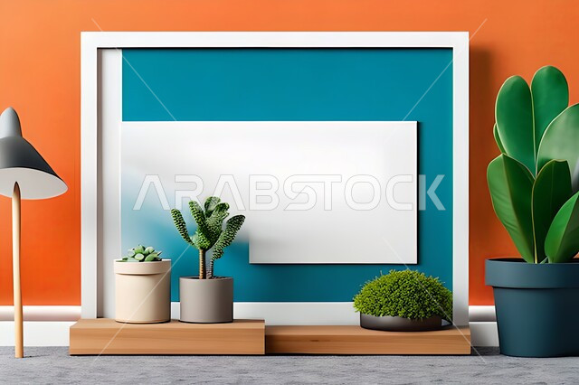 غرفة بتصاميم عصرية حديثة، ديكورات داخلية، لوحات فنيه معلقة، أثاث منزلي راقي، نباتات الزينة الخضراء، تصاميم عصرية، تحف وإكسسوارات، براويز صور خشبية، جدار ملون