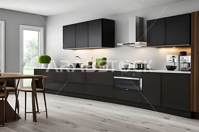 Apartments and villas with elegant modern designs, modern kitchens in apartments and villas, interior decorations