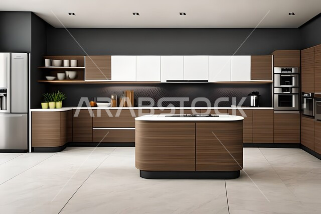 Apartments and villas with elegant modern designs, modern kitchens in apartments and villas, interior decorations