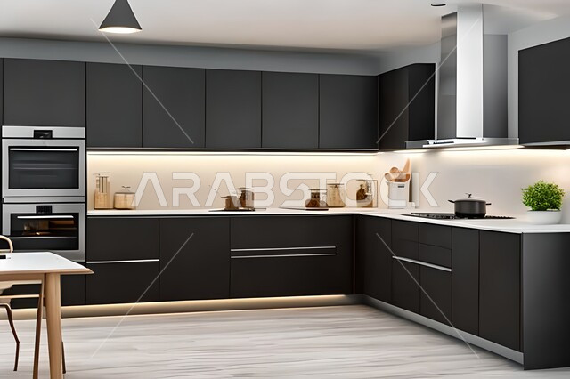 Apartments and villas with elegant modern designs, modern kitchens in apartments and villas, interior decorations