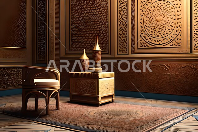 غرفة بتصاميم عصرية, زخارف إسلامية, تحف وإكسسوارات, شقق وفلل سكنية, ديكورات منزلية داخلية, أثاث منزلي راقي