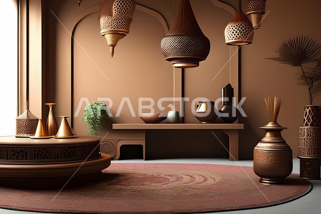 غرفة بتصاميم عصرية, زخارف إسلامية, تحف وإكسسوارات, شقق وفلل سكنية, ديكورات منزلية داخلية, أثاث منزلي راقي