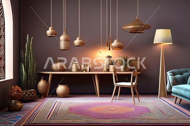 غرفة بتصاميم عصرية, زخارف إسلامية, تحف وإكسسوارات, شقق وفلل سكنية, ديكورات منزلية داخلية, أثاث منزلي راقي