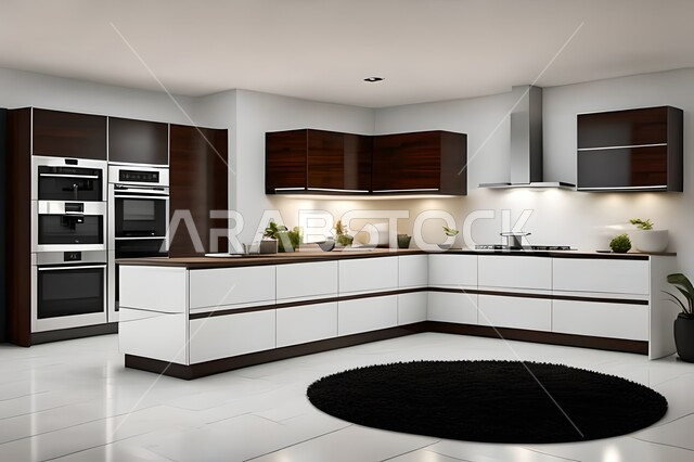 Modern kitchens in apartments and villas, interior decorations, apartments and villas with elegant modern designs