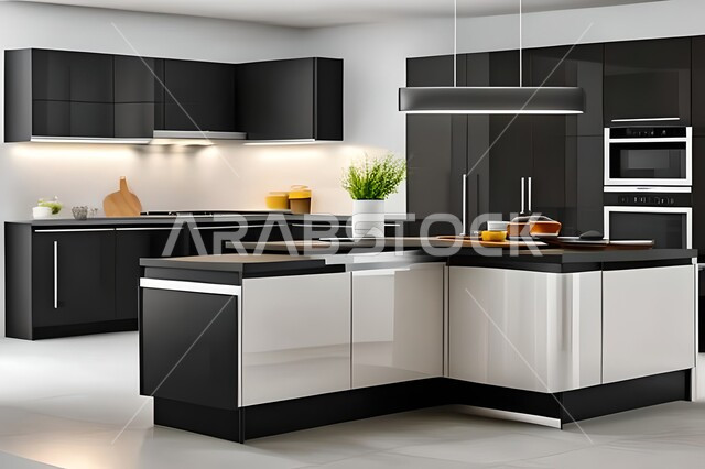 Modern kitchens in apartments and villas, interior decorations, apartments and villas with elegant modern designs