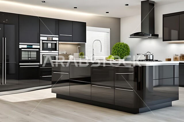 Modern kitchens in apartments and villas, interior decorations, apartments and villas with elegant modern designs