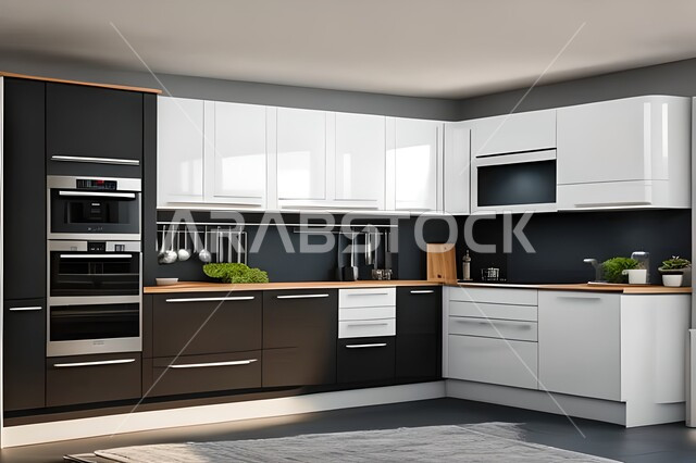 Modern kitchens in apartments and villas, interior decorations, apartments and villas with elegant modern designs